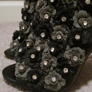 Figo fire flower rhinestone booties
